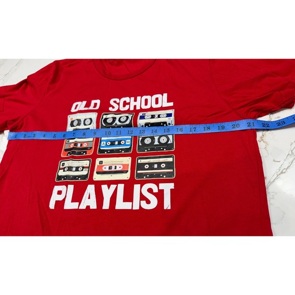 Lot of 2 Music Graphic T-Shirts Bella Canvas Outlash Cassette Tape Red White L - Picture 8 of 11
